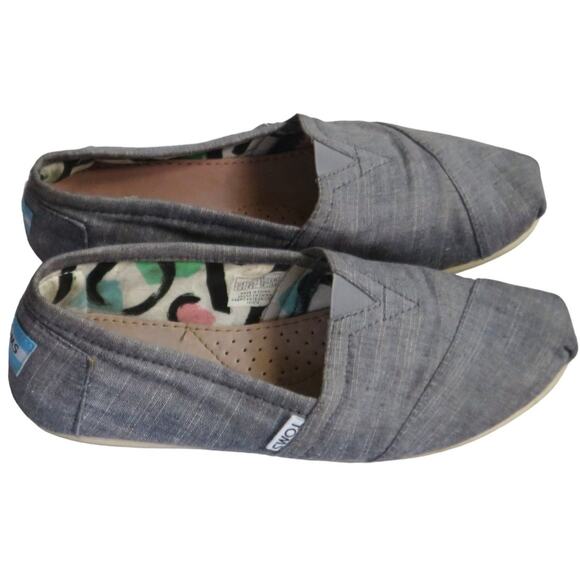 Toms Slip On Shoes Casual Flats Grey 7.5 - Picture 2 of 9